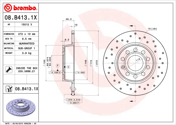 Brembo Remschijven 08.B413.1X