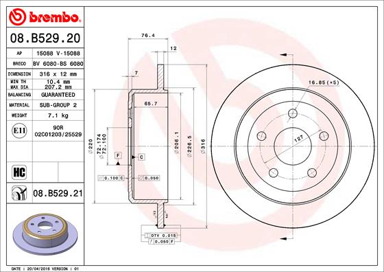 Brembo Remschijven 08.B529.21