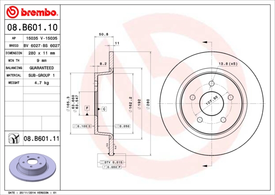 Brembo Remschijven 08.B601.10