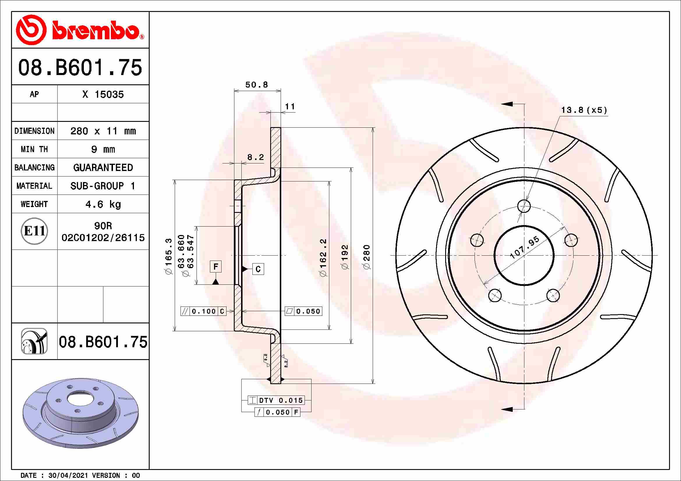 Brembo Remschijven 08.B601.75