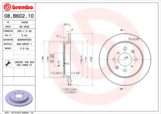 Brembo Remschijven 08.B602.10