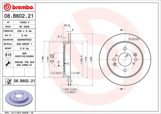 Brembo Remschijven 08.B602.21