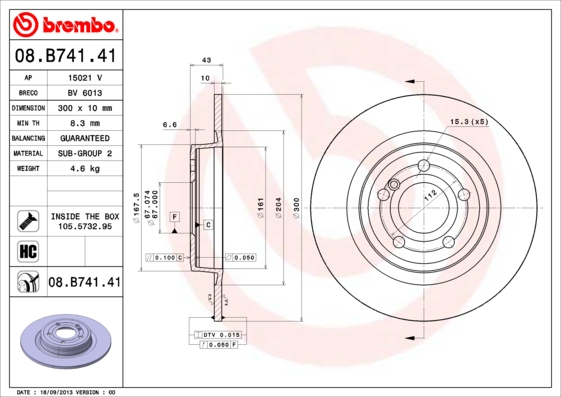 Brembo Remschijven 08.B741.41