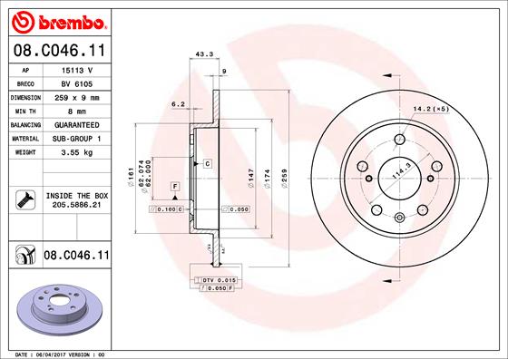 Brembo Remschijven 08.C046.11