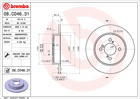 Brembo Remschijven 08.C046.31