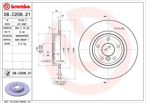 Brembo Remschijven 08.C208.21