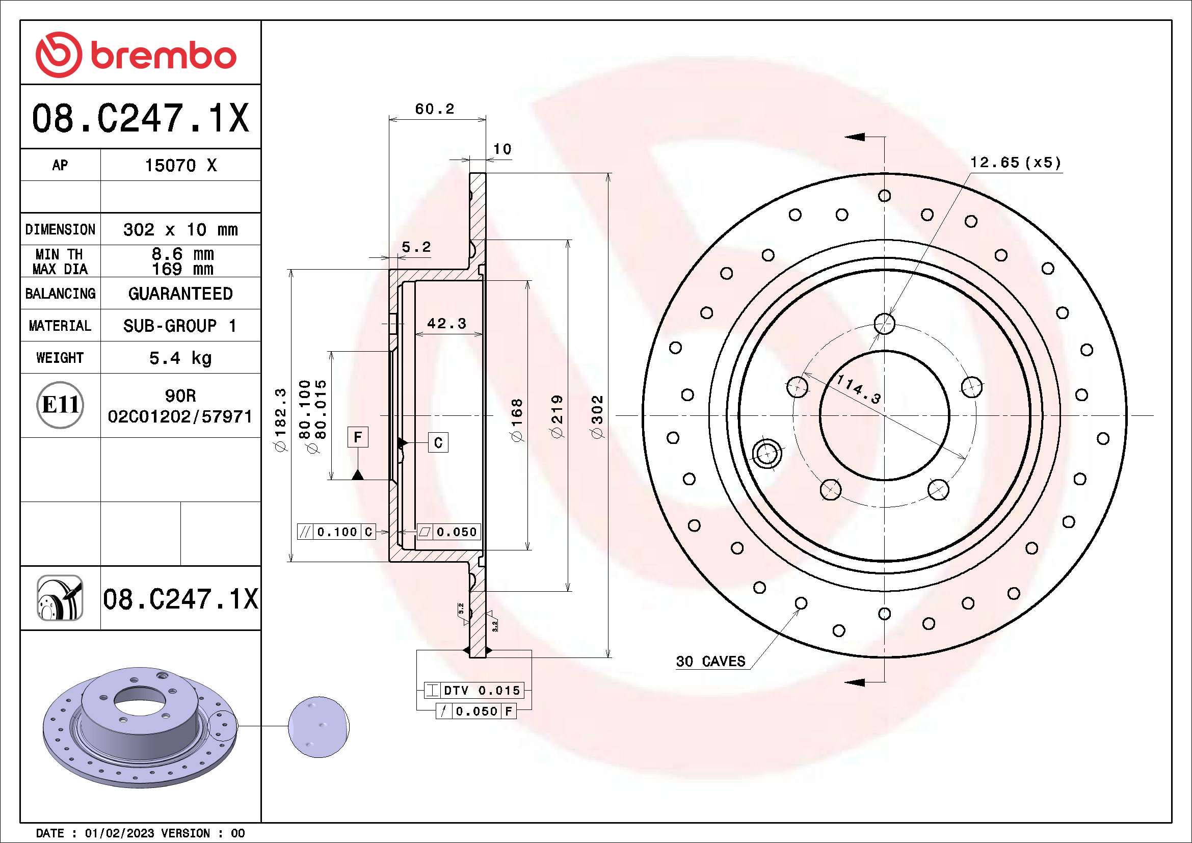 Remschijven Brembo 08.C247.1X