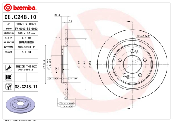Remschijven Brembo 08.C248.11