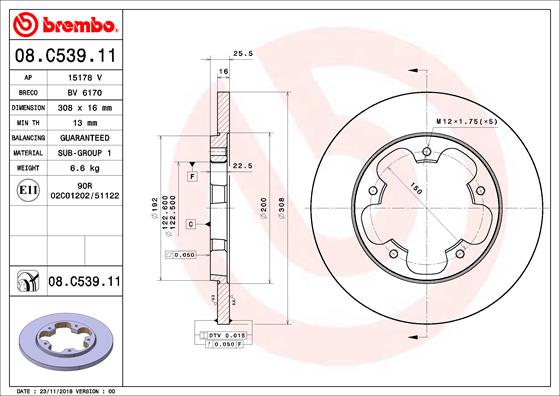 Remschijven Brembo 08.C539.11