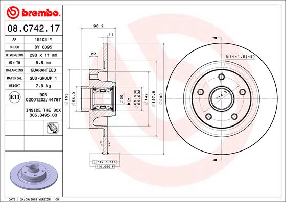 Brembo Remschijven 08.C742.17