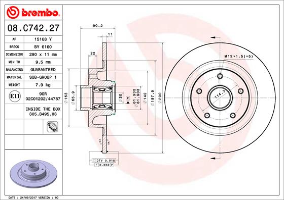 Brembo Remschijven 08.C742.27