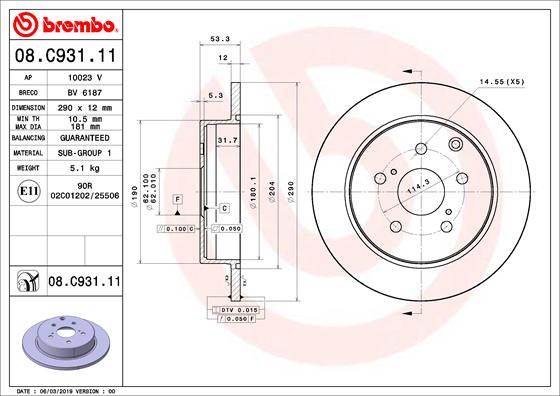 Remschijven Brembo 08.C931.11