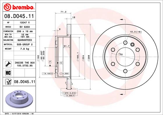 Brembo Remschijven 08.D045.11