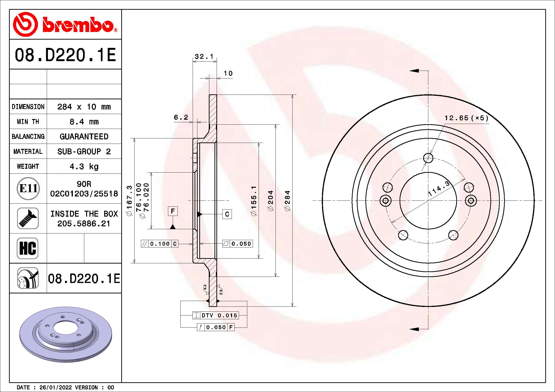 Remschijven Brembo KT 08 016