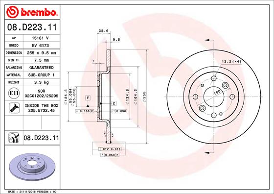 Remschijven Brembo 08.D223.11