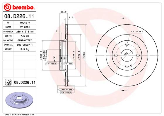 Remschijven Brembo 08.D226.11