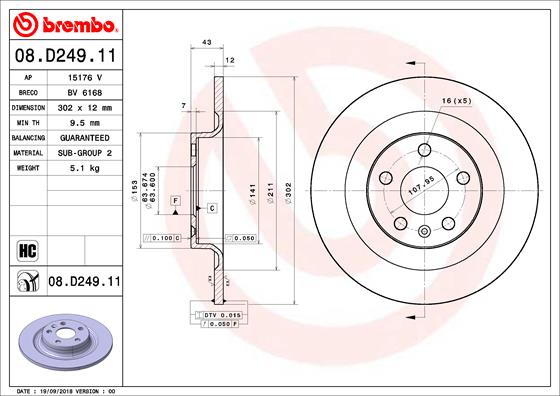 Brembo Remschijven 08.D249.11