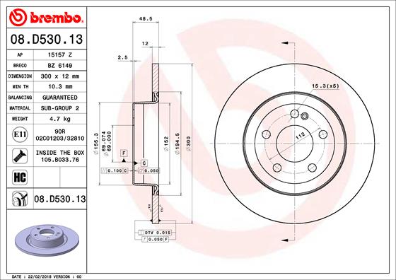 Brembo Remschijven 08.D530.13