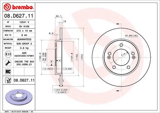 Brembo Remschijven 08.D627.11