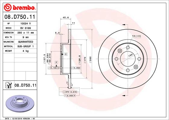 Brembo Remschijven 08.D750.11