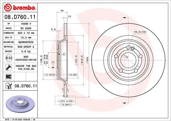 Remschijven Brembo 08.D760.11