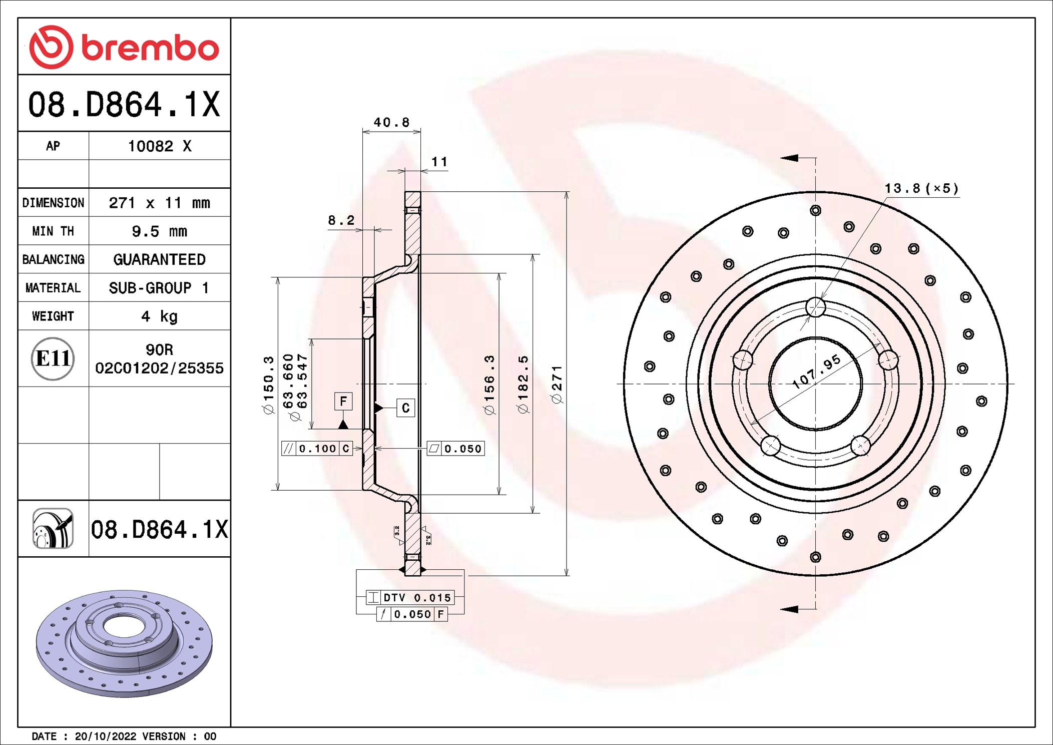 Brembo Remschijven 08.D864.1X
