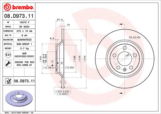 Remschijven Brembo 08.D973.11