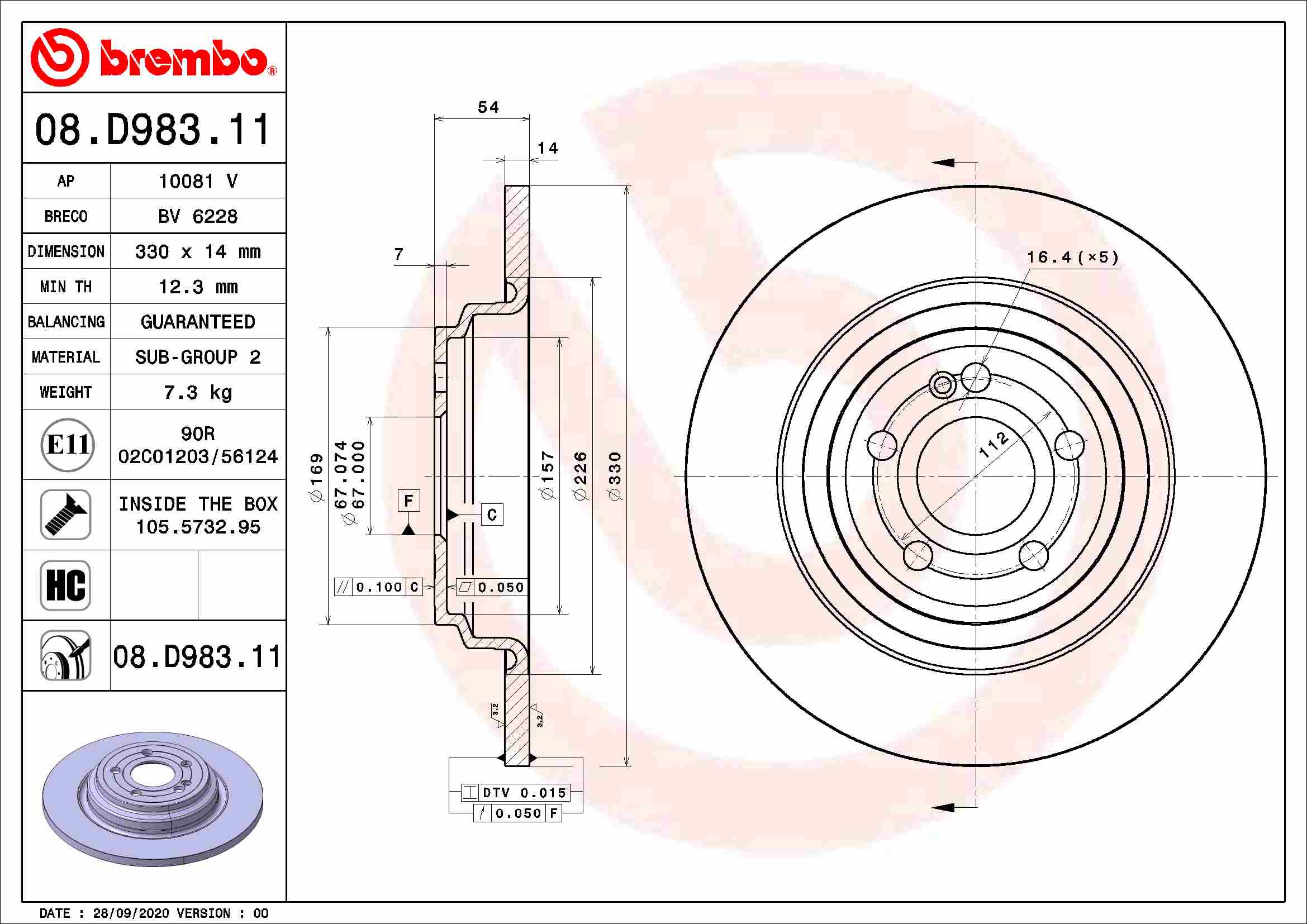 Brembo Remschijven 08.D983.11