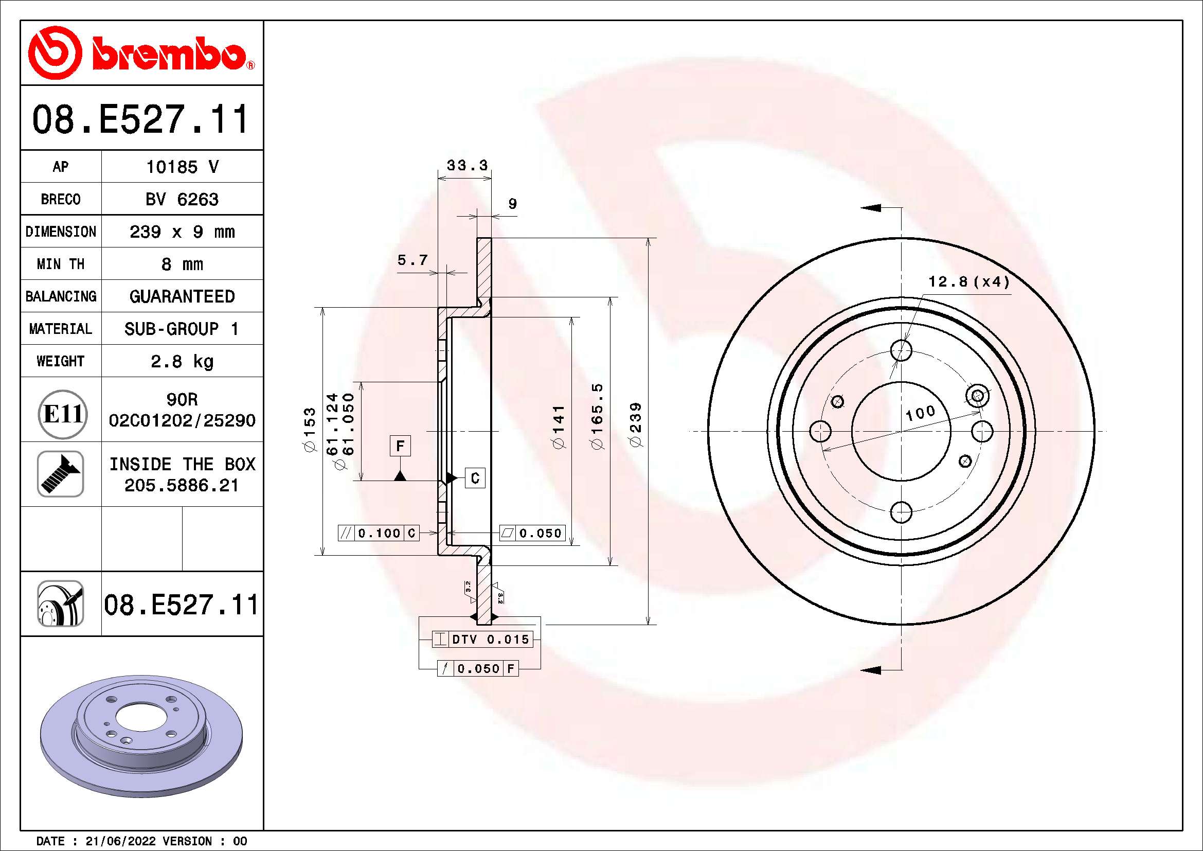 Brembo Remschijven 08.E527.11