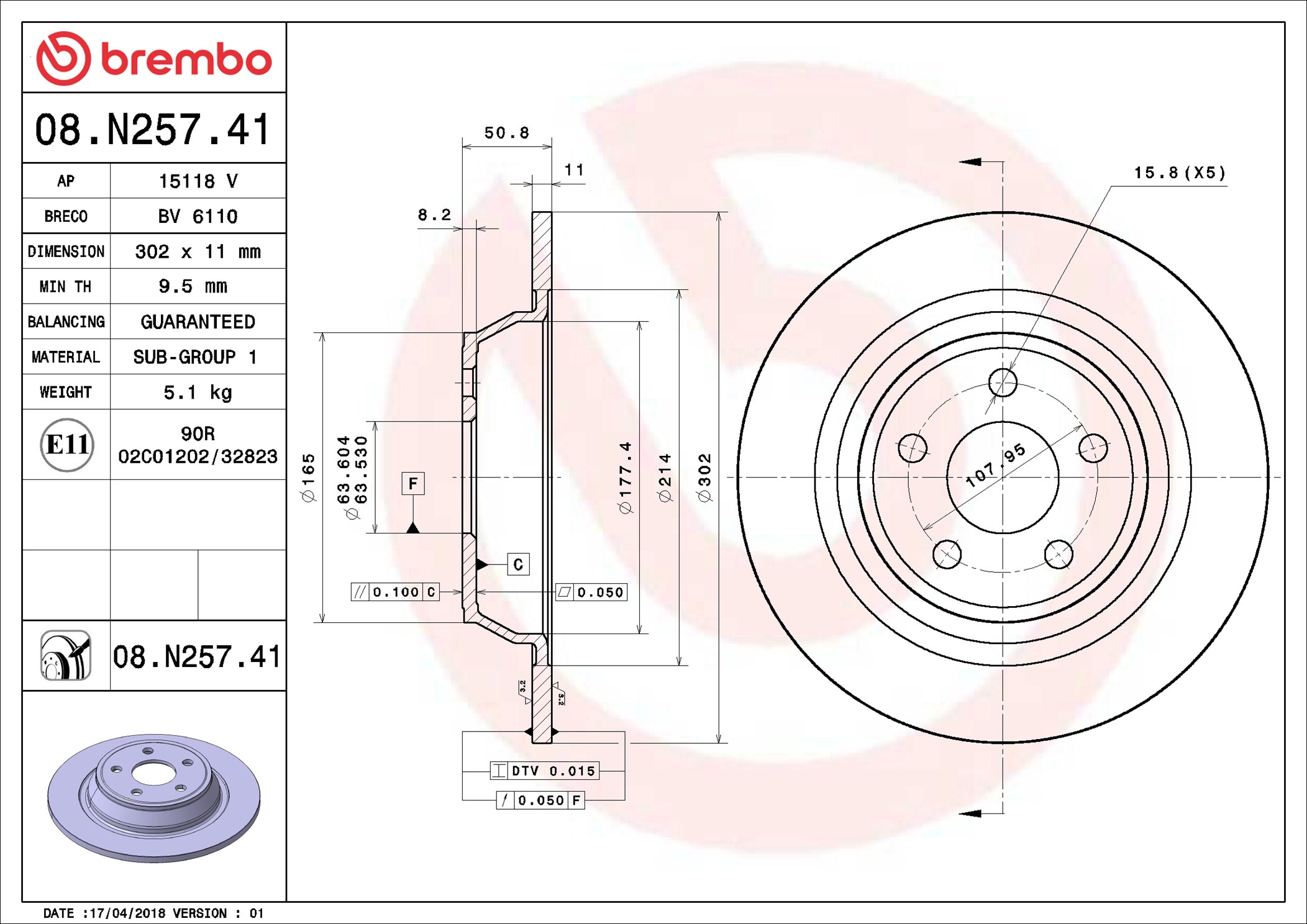 Brembo Remschijven 08.N257.41
