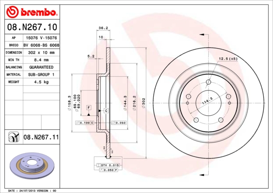 Brembo Remschijven 08.N267.11