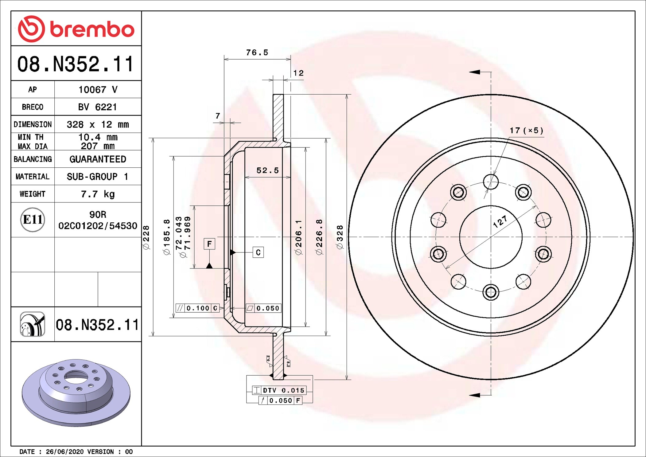 Brembo Remschijven 08.N352.11