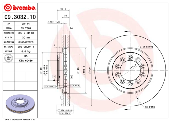 Brembo Remschijven 09.3032.10