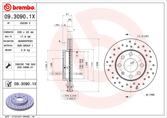 Brembo Remschijven 09.3090.1X