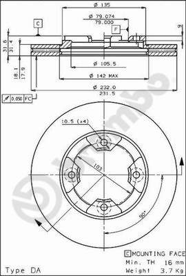 Remschijven Brembo 09.3105.10