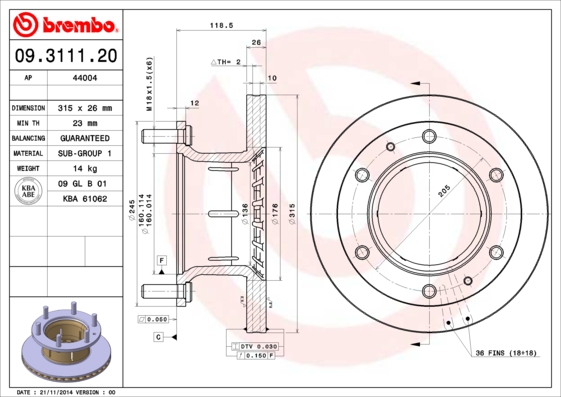 Brembo Remschijven 09.3111.20