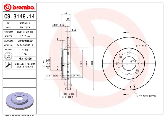 Brembo Remschijven 09.3148.14