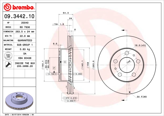 Brembo Remschijven 09.3442.10