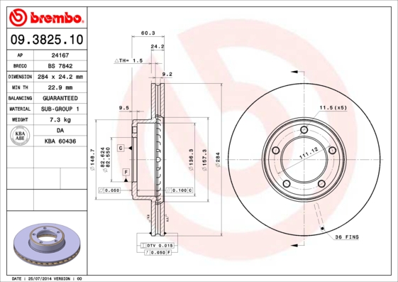 Brembo Remschijven 09.3825.10