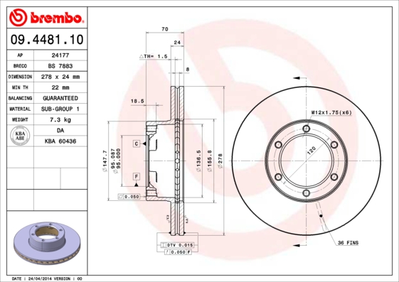 Brembo Remschijven 09.4481.10