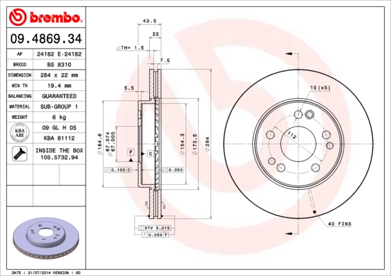 Brembo Remschijven 09.4869.34