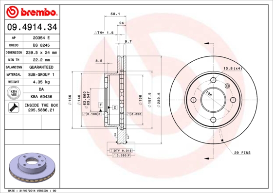 Brembo Remschijven 09.4914.34