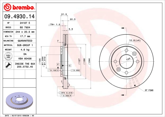Brembo Remschijven 09.4930.14