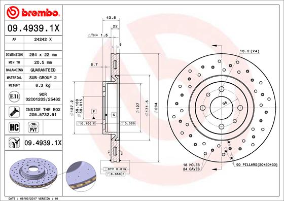 Remschijven Brembo 09.4939.1X