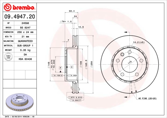 Brembo Remschijven 09.4947.20