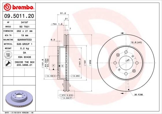 Brembo Remschijven 09.5011.20