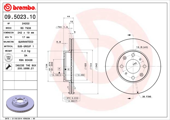 Brembo Remschijven 09.5023.10