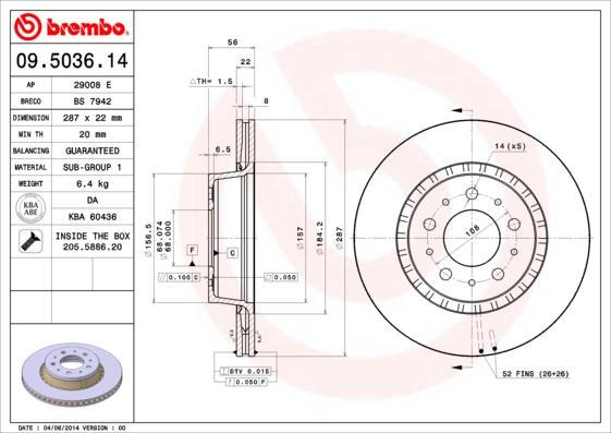 Brembo Remschijven 09.5036.14