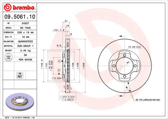 Brembo Remschijven 09.5061.10