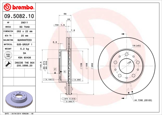 Brembo Remschijven 09.5082.10